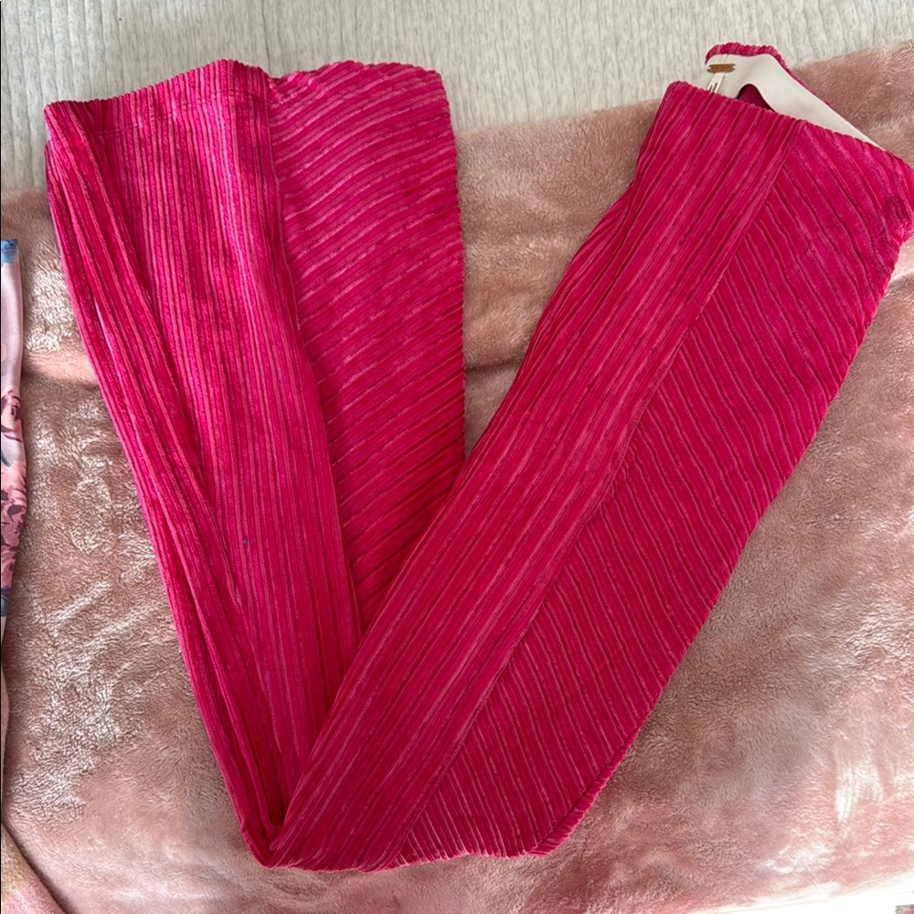 Free people velvet flare pants hot pink